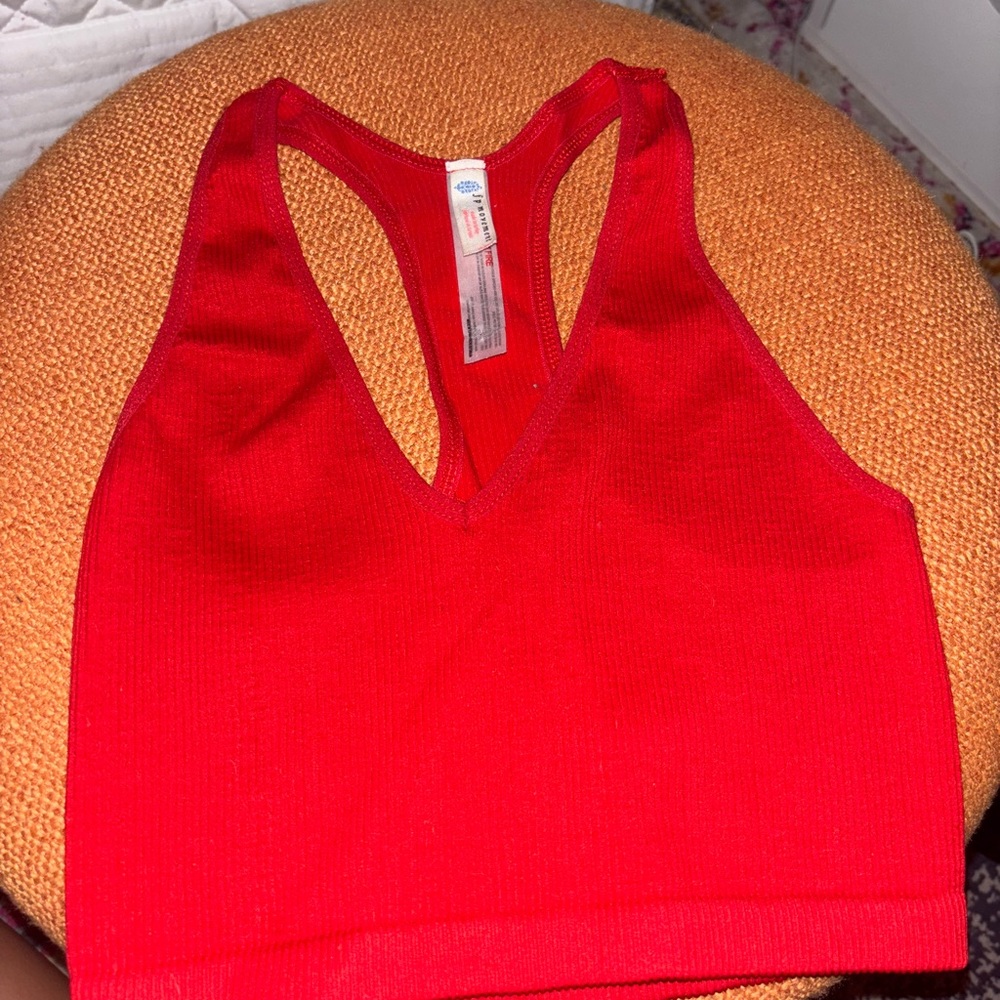 Red Racerback Crop Top